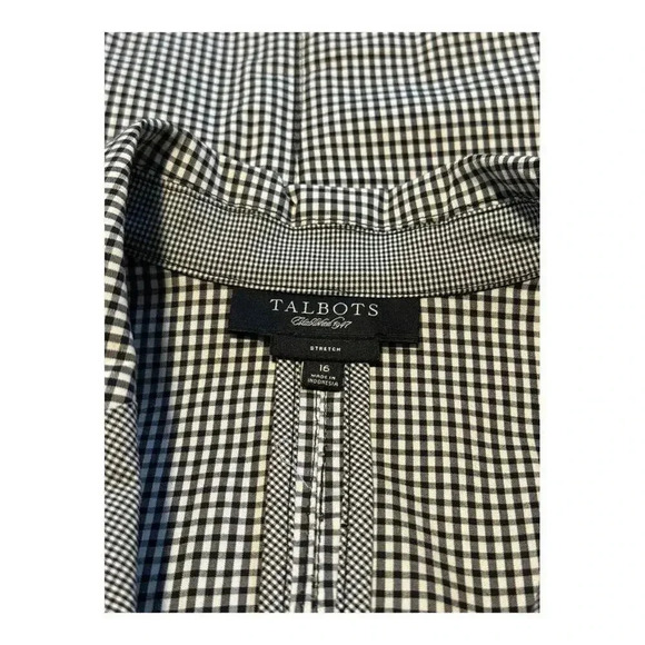 Talbots Women’s Size 16 Black & White Gingham Lightweight Stretch Cotton Blazer - Picture 4 of 7